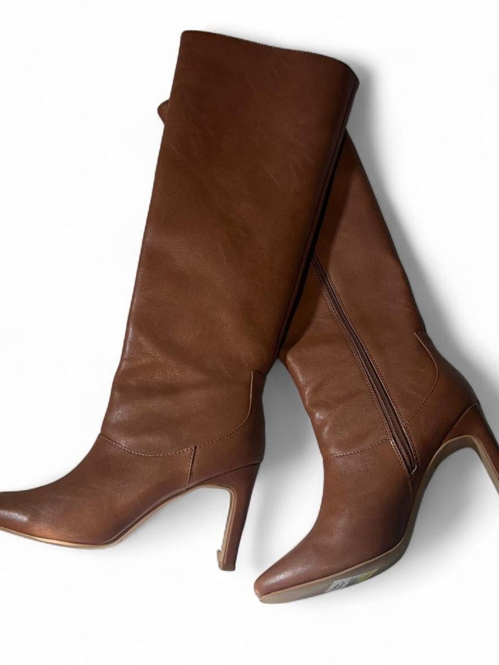 Camel Brown High Knee Genuine Leather Heeled Boots